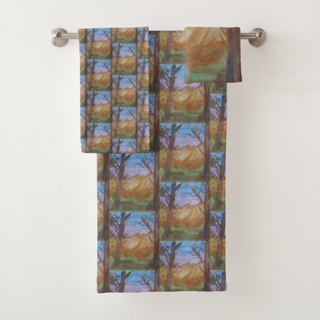 Sunset Trees Badhandtuch Set (Insitu)
