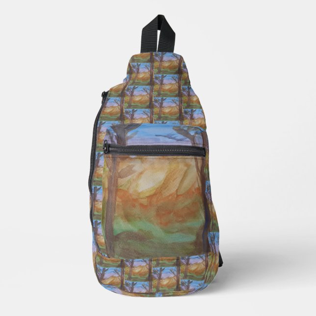 Sunset Trees Crossbody Bag (Vorderseite)