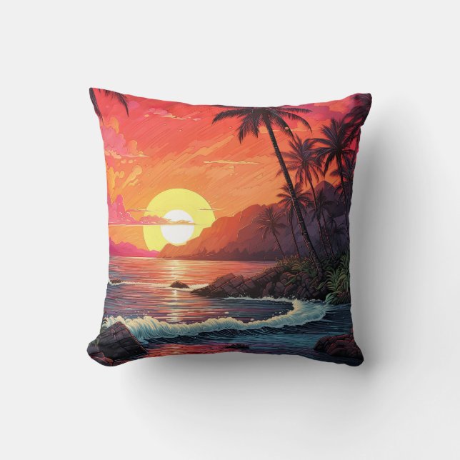 Sunset Tropical Beach Paradise Island  Kissen (Vorderseite)