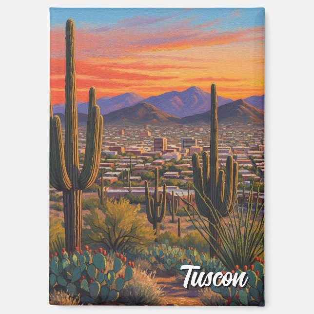 Sunset Tuscon Skyline Arizona Travel Magnet (Vorderseite)