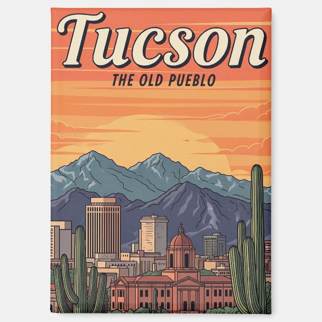 Sunset Tuscon Skyline Arizona Travel Magnet (Vorderseite)