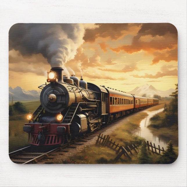 Sunset und Zug Mousepad (Vorne)
