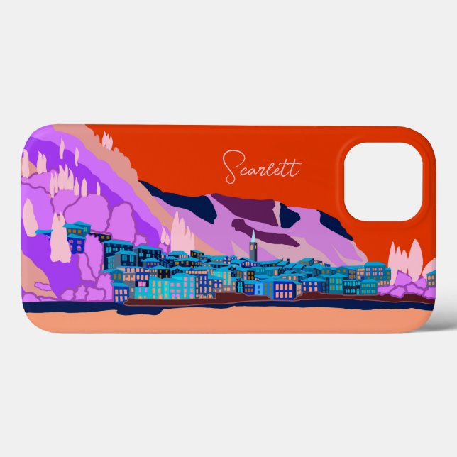 Sunset Varenna Como Italien Illustration Reisen Case-Mate iPhone Hülle (Rückseite (Horizontal))