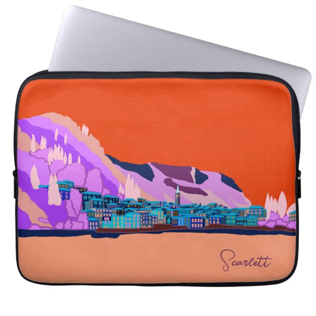 Sunset Varenna Como Italien Illustration Reisen Laptopschutzhülle (Vorderseite)