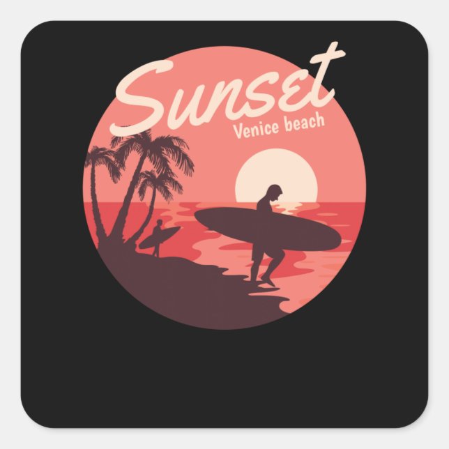 Sunset Venice Quadratischer Aufkleber (Vorderseite)