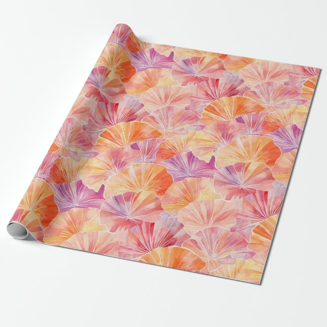 Sunset Vibes Pink and Coral Fan Muster Geschenkpapier (Ungerollt)