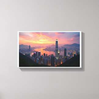 Sunset View Hongkong City Skyline von der PEAK Leinwanddruck