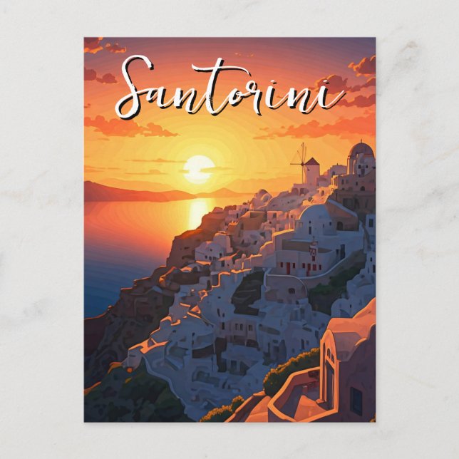 Sunset View Santorini Griechenland Cyclades Reisen Postkarte (Vorderseite)