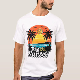 "Sunset volleyball" - Volleyballdesign für Spieler T-Shirt