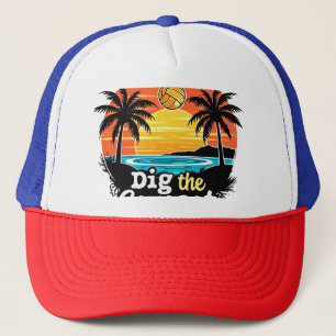 "Sunset volleyball" - Volleyballdesign für Spieler Truckerkappe