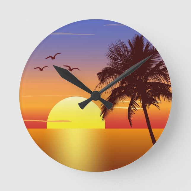 Sunset wall clock runde wanduhr (Vorderseite)