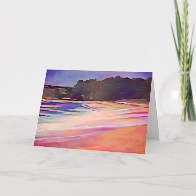 Sunset Watercolor Beach Art Card Karte (Vorderseite)
