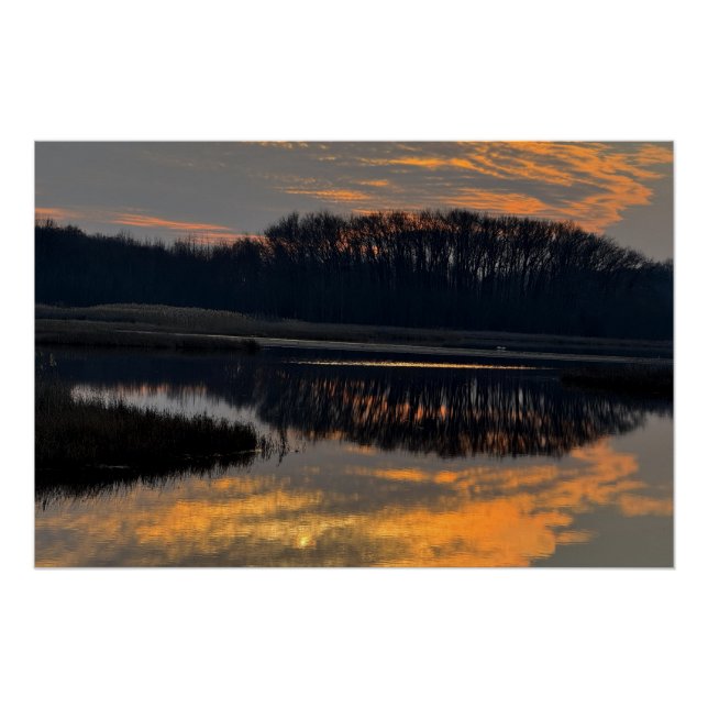Sunset Waterscape Reflection Photo Poster (Devant)