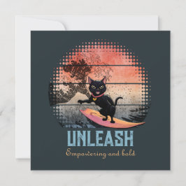 Sunset Wave Riding Cat Flachkarte