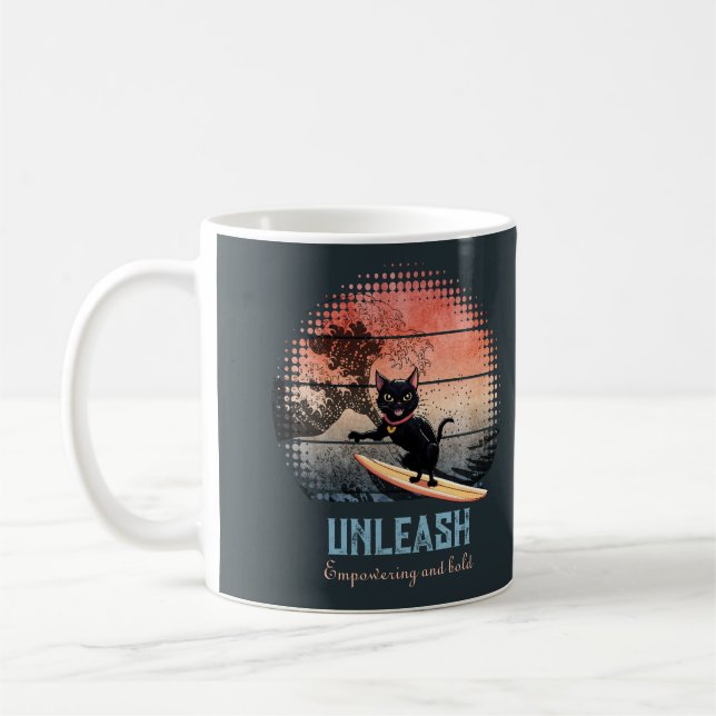 Sunset Wave Riding Cat Kaffeetasse (Links)