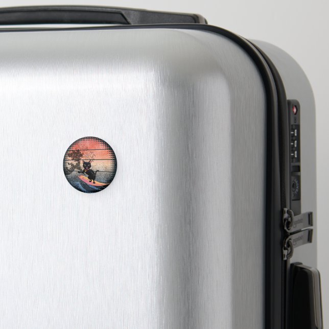 Sunset Wave Riding Cat Magnet (In Situ (Gepäck))