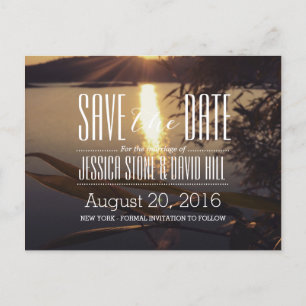 Sunset Wedding Lake Save the Date Ankündigungspostkarte