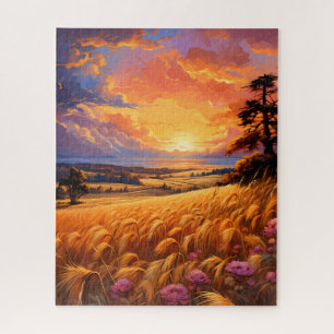 Sunset Wheat Field Jigsaw Puzzle
