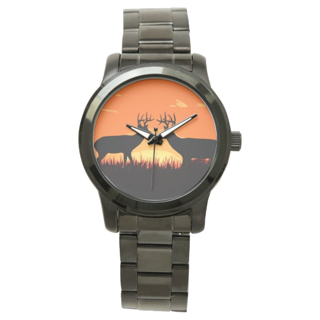 Sunset Whitetail Deer Watch Armbanduhr (Vorderseite)