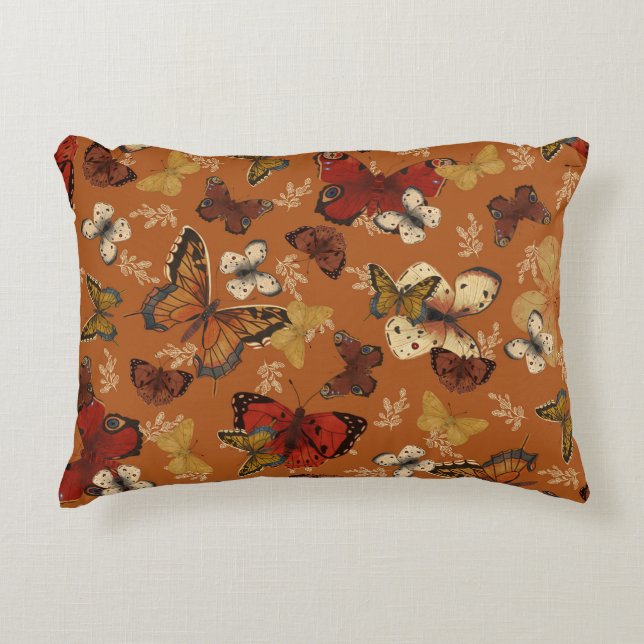 Sunset Wings Orange Butterfly Pattern Dekokissen (Vorderseite)