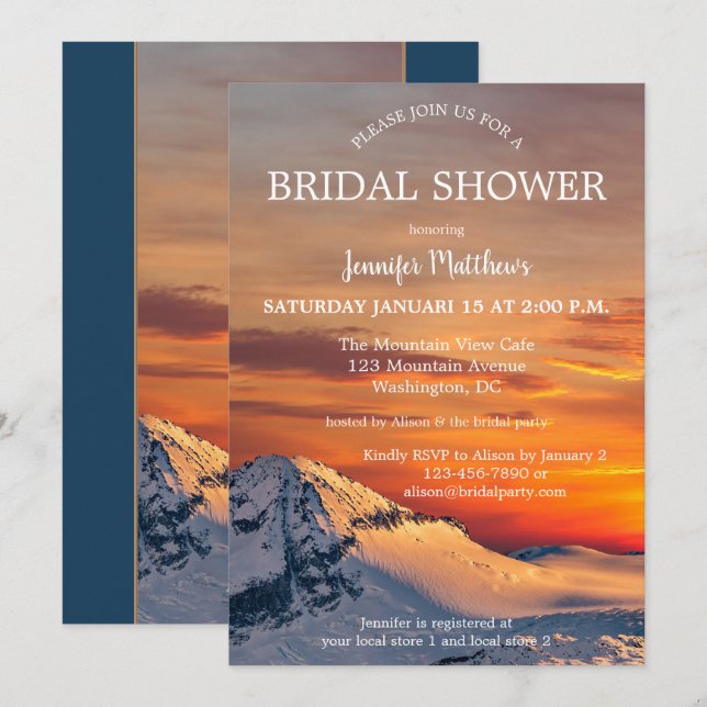 Sunset Winter Wonderland Bridal Dusche Einladung (Vorne/Hinten)