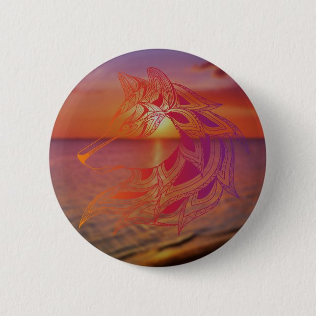 Sunset Wolf Button (Vorderseite)