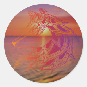 Sunset Wolf Sticker