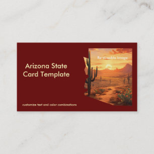 Sunset Wüste Arizona Karte Staat Visitenkarte