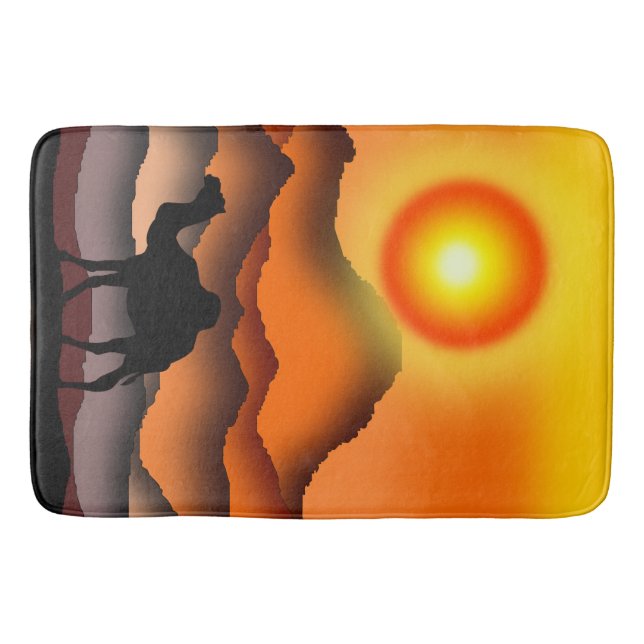 Sunset Wüste Camel Bath Mat Badematte (Vorderseite)