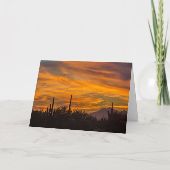 Sunset Wüste Grußkarte Saguaros im Himmel Karte (Vorderseite)