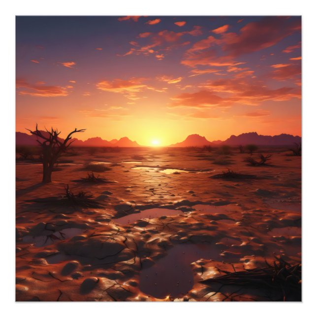 Sunset Wüste Landschaft Fotodruck (Vorne)