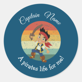 Sunset YOUNG Boy Party Pirate Classic Round Stick Runder Aufkleber