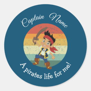 Sunset YOUNG Boy Party Pirate Classic Round Stick Runder Aufkleber