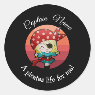 Sunset YOUNG Girl Party Pirate Classic Runder Aufkleber