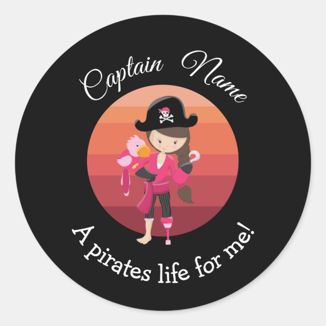 Sunset YOUNG Girl Party Pirate Runder Aufkleber (Vorderseite)
