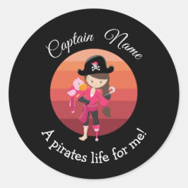 Sunset YOUNG Girl Party Pirate Runder Aufkleber