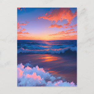 Sunset's Dance with the Ocean Waves Postkarte