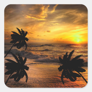 SUNSETS OZEAN SCENERY NATURE QUADRATISCHER AUFKLEBER