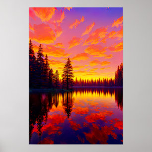 Sunset's Palette, Gold und Roter Himmel über dem S Poster