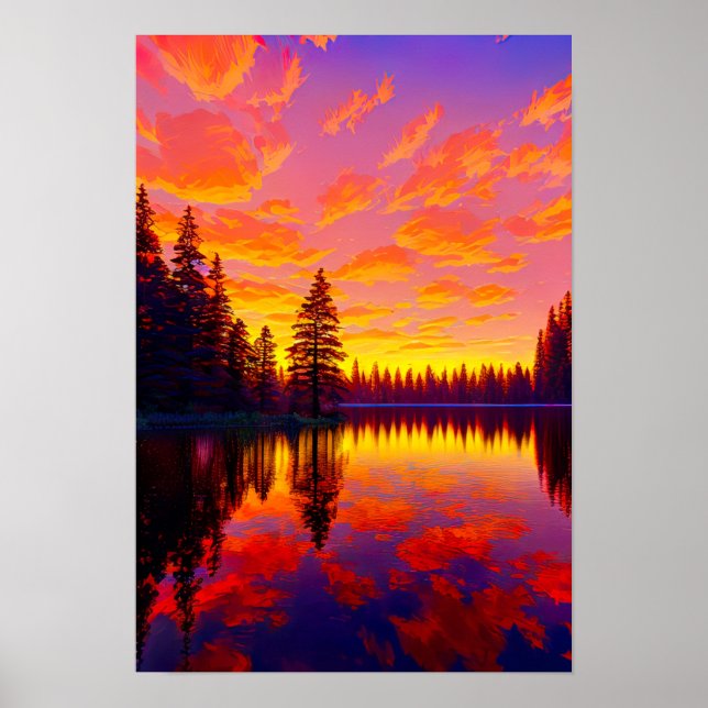Sunset's Palette, Gold und Roter Himmel über dem S Poster (Vorne)