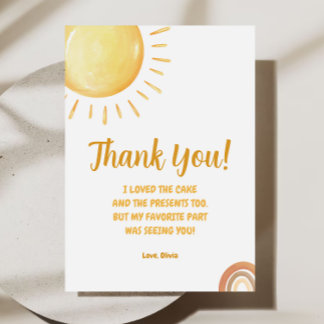 Sunshine 1er Carte de remerciements d'anniversaire