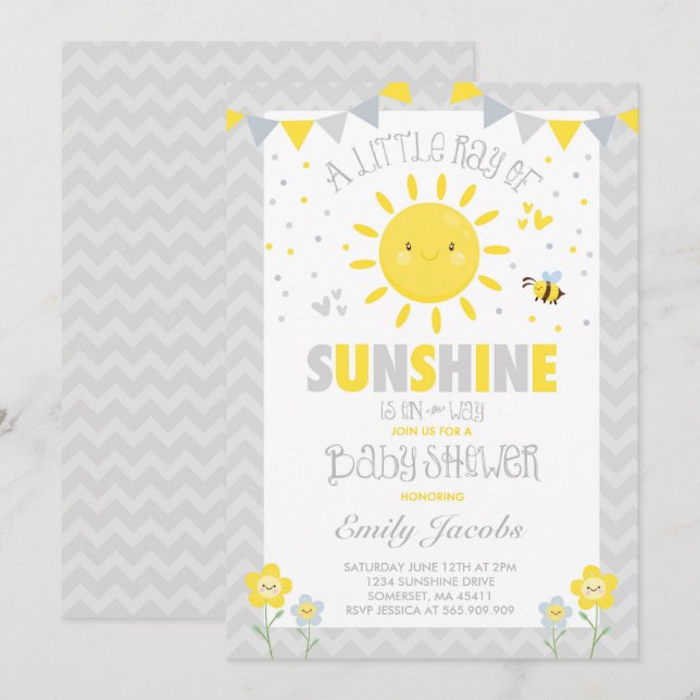 Sunshine Baby Dusche Einladung Boy Baby Dusche (Vorne/Hinten)