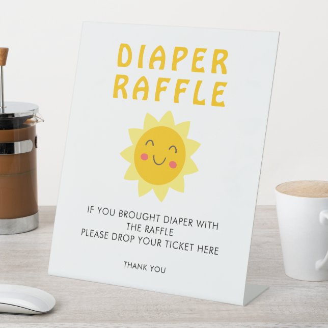 Sunshine Baby Dusche Windeln Raffle-Zeichen Sockelschild (In Situ)