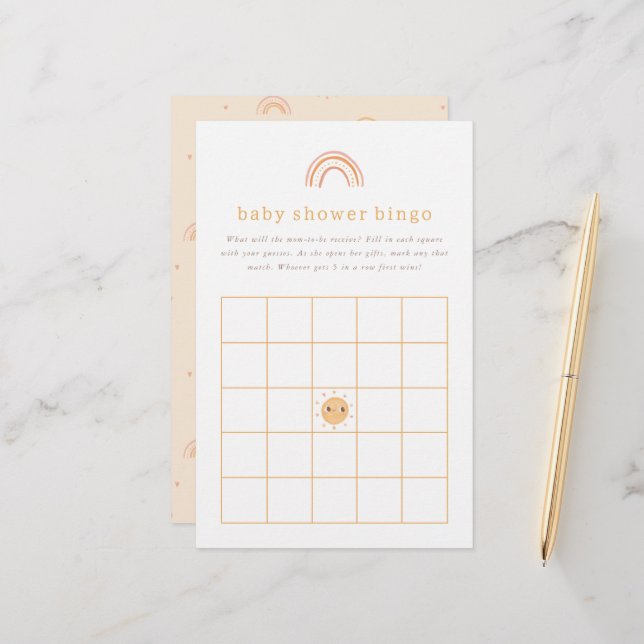 Sunshine Baby Shower Bingo Game (Vorderseite/Rückseite Beispiel)