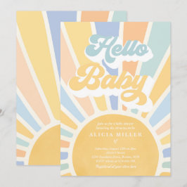 Sunshine Baby Shower Boho Blue Rainbow Sunshine Einladung