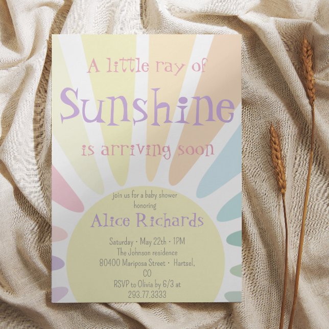 Sunshine Baby Shower Boho Retro Pink Baby Dusche Einladung (Von Creator hochgeladen)