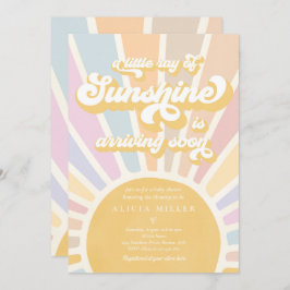Sunshine Baby Shower Boho Retro Pink Sunshine Einladung