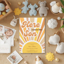 Sunshine Baby Shower Boho Retro Yellow Sunshine