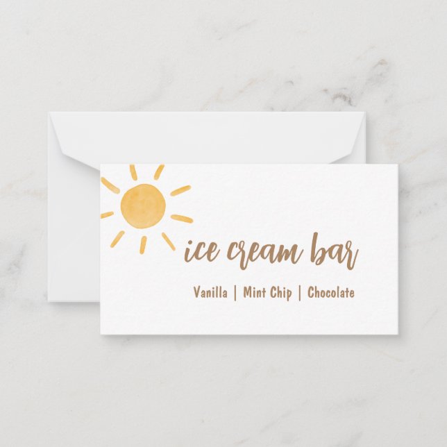 Sunshine Baby Shower Buffet-Karte Mitteilungskarte (Vorderseite)