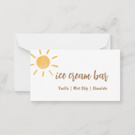 Sunshine Baby Shower Buffet-Karte Mitteilungskarte